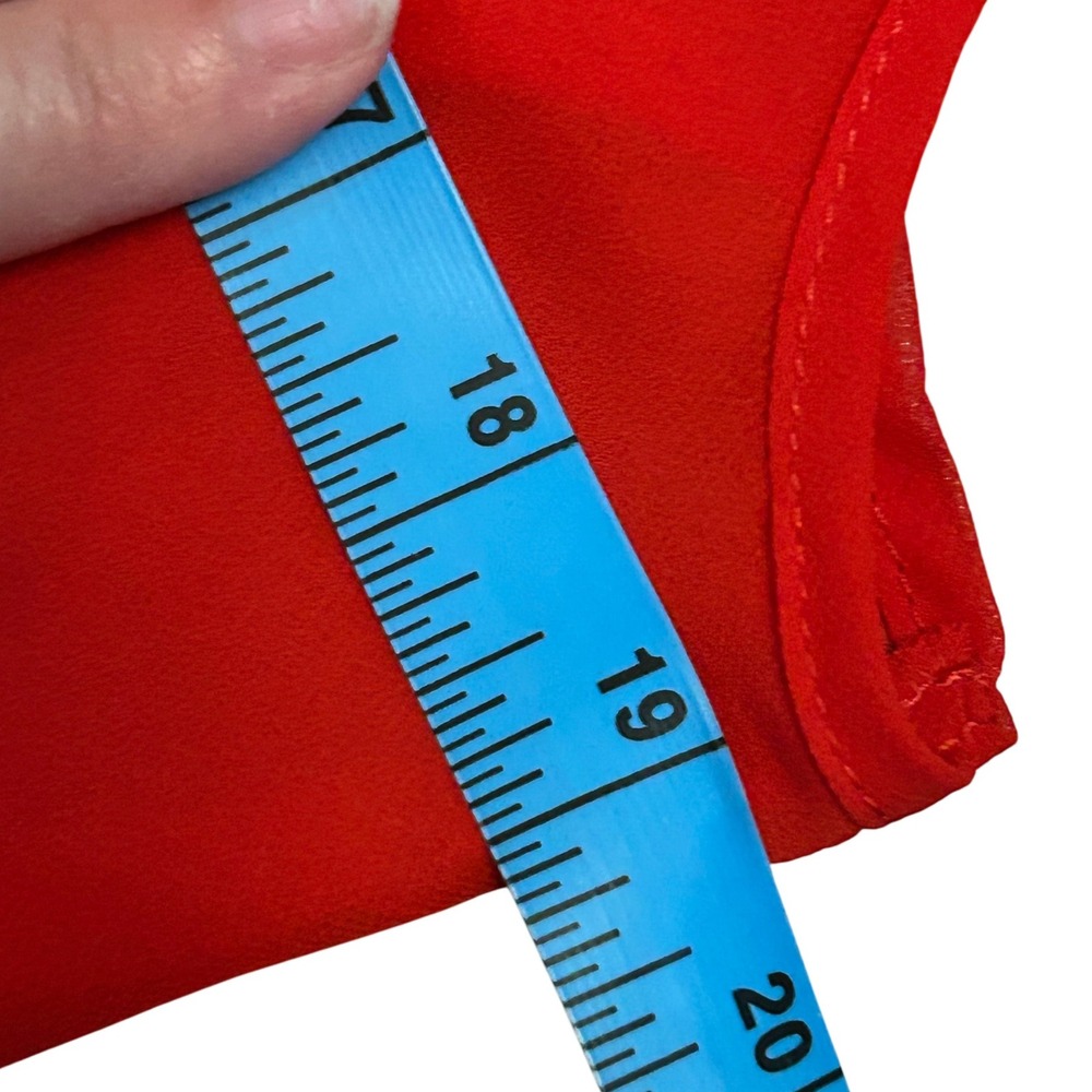 HALO Red Sleeveless Blouse Sheer Button Detail Women's Top Medium - Picture 8 of 8